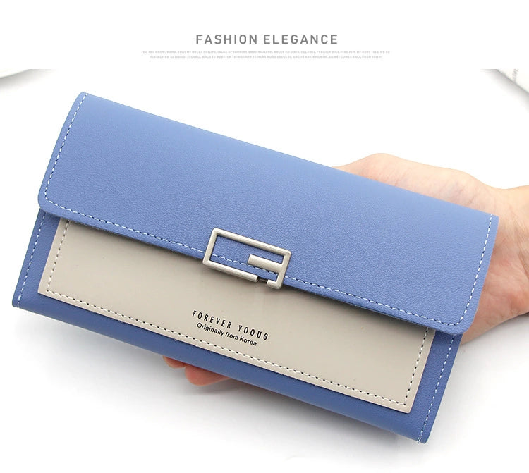 Ladies Long Wallet Luxury Girls PU Leather Money Pocket Card Holder Women's Cell Phone Bag Coin Purse Multi-card Slot Zipper Bag