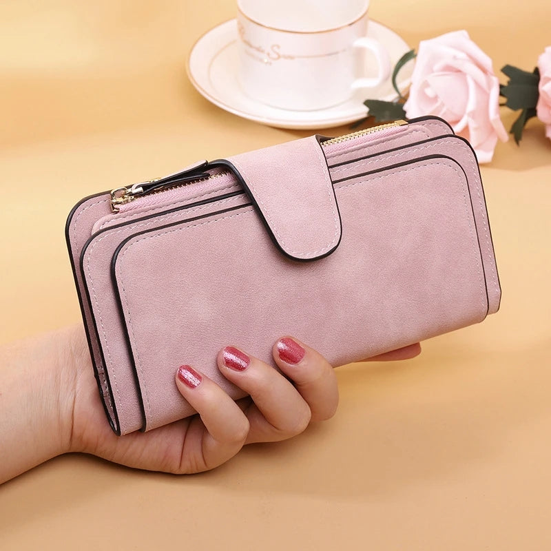 Brand Wallet Women Scrub Leather Lady Purses High Quality Ladies Clutch Wallet Long Female Wallet Carteira Feminina