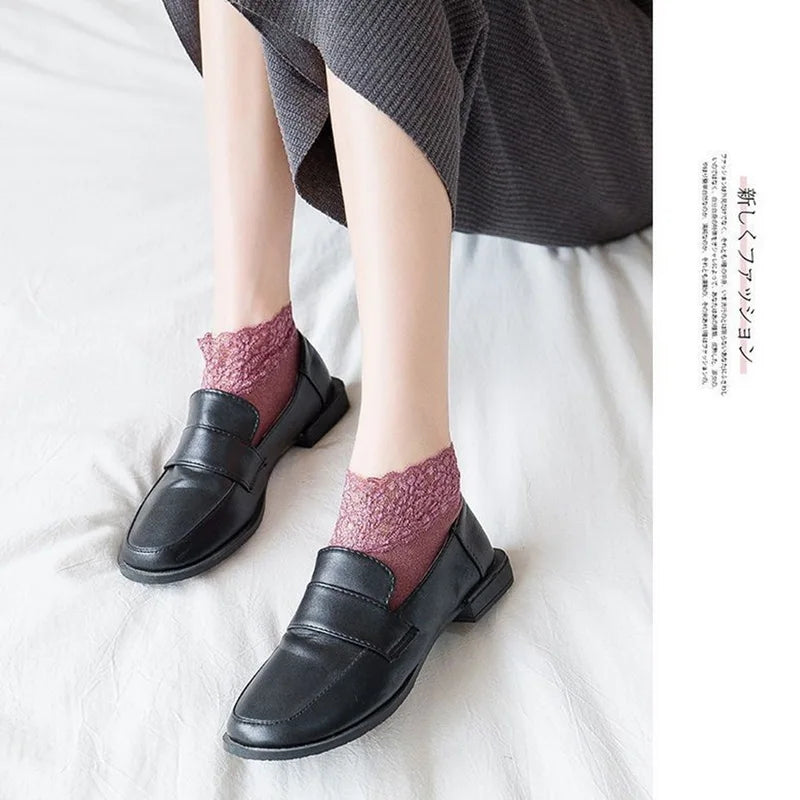 3pair New lace warmer socks women fashion ladies girl Winter Non-slip cotton Warm ankle sock soft thin breathable casual