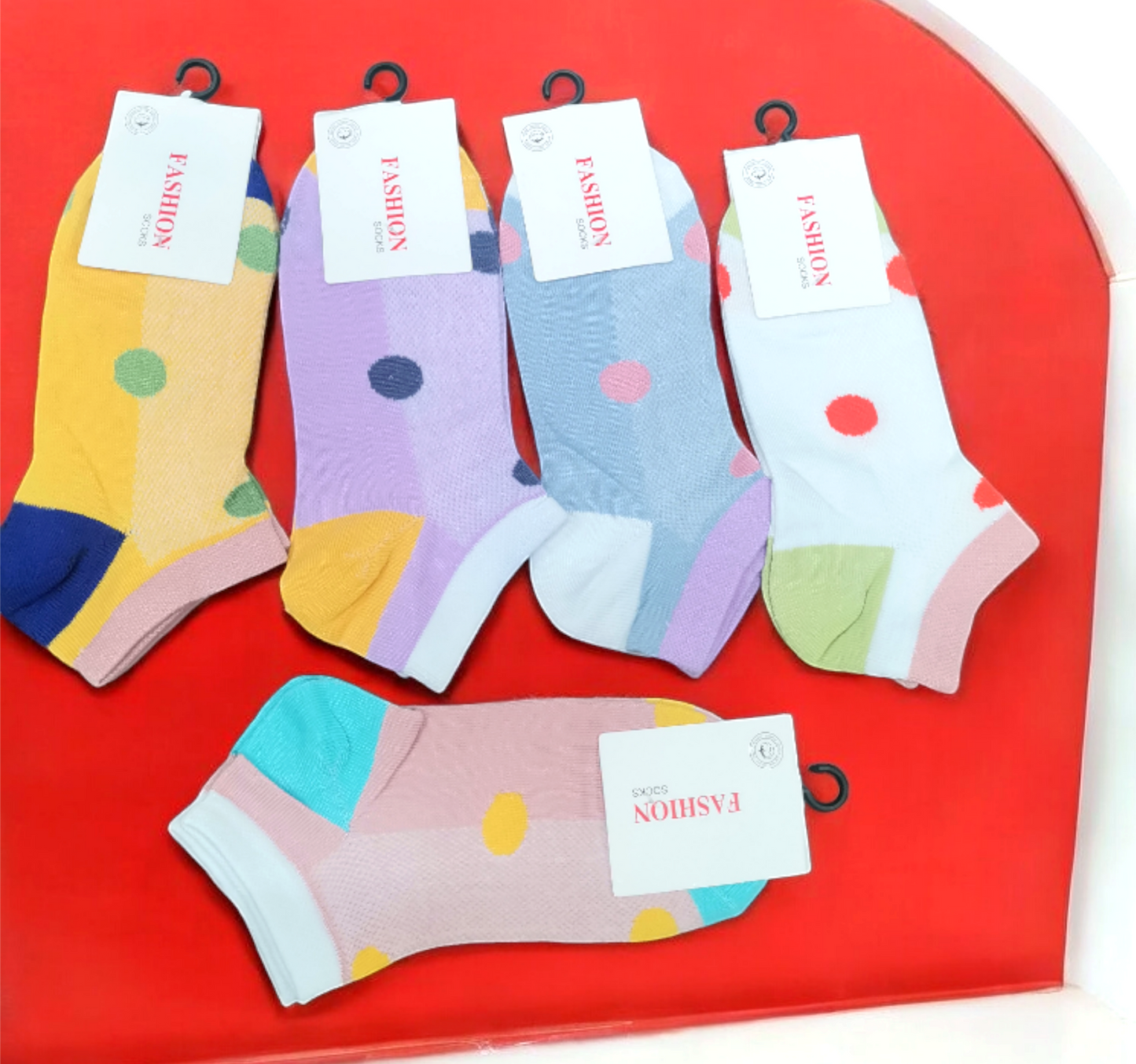 5 Pairs women Floral dot Print Short Socks, Comfy & Cute Textured Low Cut Ankle Socks.