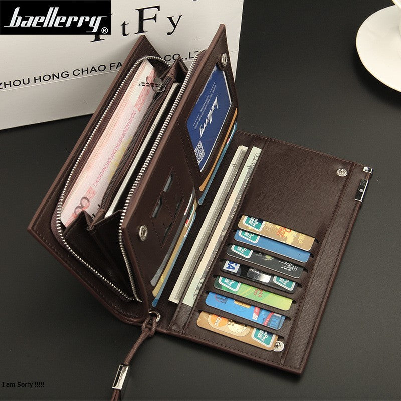 Baellerry Business Wallets Solid PU Leather Long Portable Cash Purses Casual Standard Clutch Bag