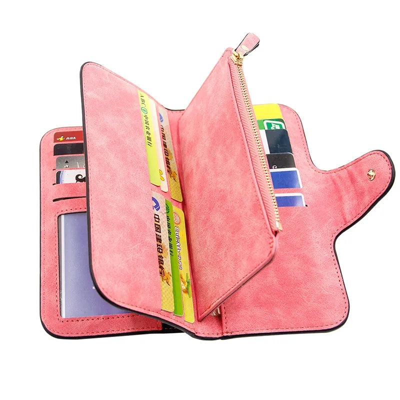 Brand Wallet Women Scrub Leather Lady Purses High Quality Ladies Clutch Wallet Long Female Wallet Carteira Feminina