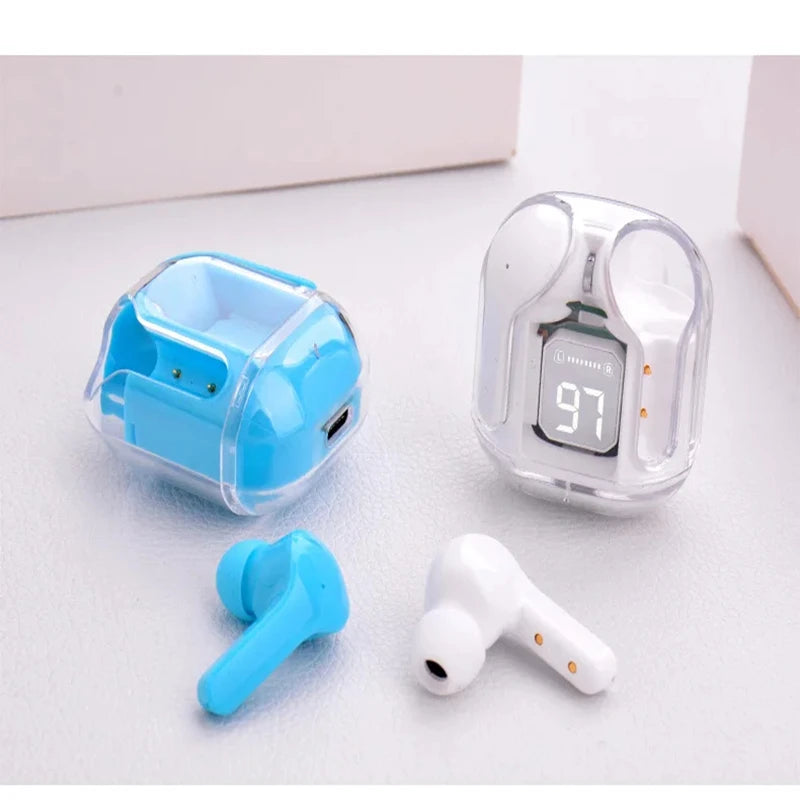 Air31 Earbuds Wireless Crystal Transparent Bluetooth 5.3 Air 31Ear Buds Wireless Head set Transparent Charging Case Heavy bass Stero Earphones Noise reduction Sports headset.