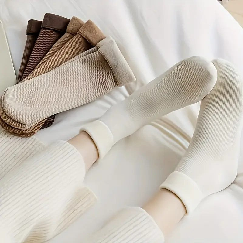 5pairs Winter Warm Solid unisex Socks Thicken Thermal Socks Black Skin Seamless Snow Sock Unisex Socks