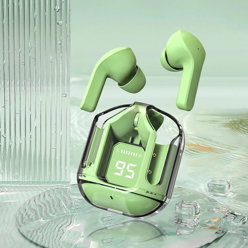 Air31 Earbuds Wireless Crystal Transparent Bluetooth 5.3 Air 31Ear Buds Wireless Head set Transparent Charging Case Heavy bass Stero Earphones Noise reduction Sports headset.