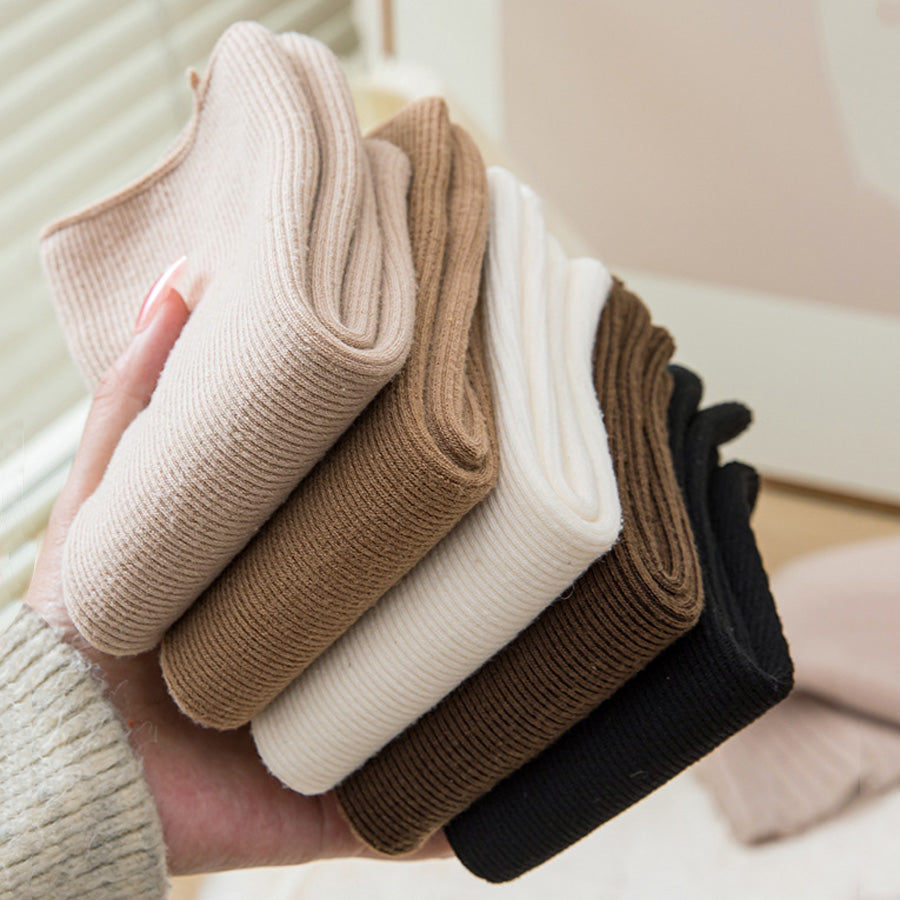 5pairs Winter Warm Solid unisex Socks Thicken Thermal Socks Black Skin Seamless Snow Sock Unisex Socks