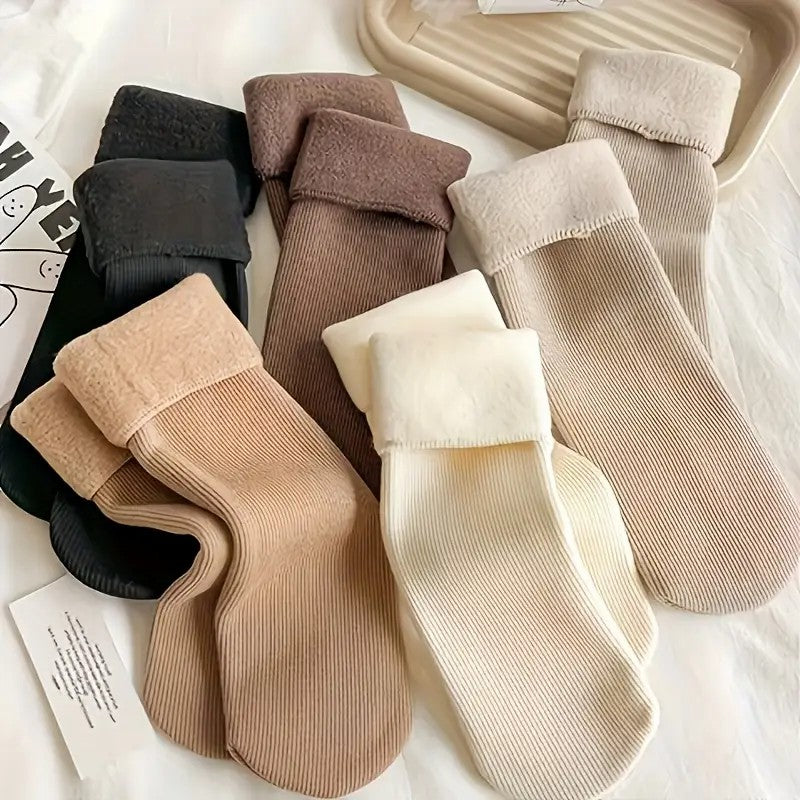 5pairs Winter Warm Solid unisex Socks Thicken Thermal Socks Black Skin Seamless Snow Sock Unisex Socks