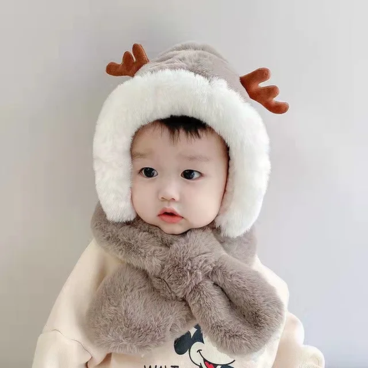 Baby Winter Warm Hat Scarf Girls Boys Winter Hat Earflap Hoodie Scarf Children Winter Thicken Ear Hat for Infant Baby Accessory