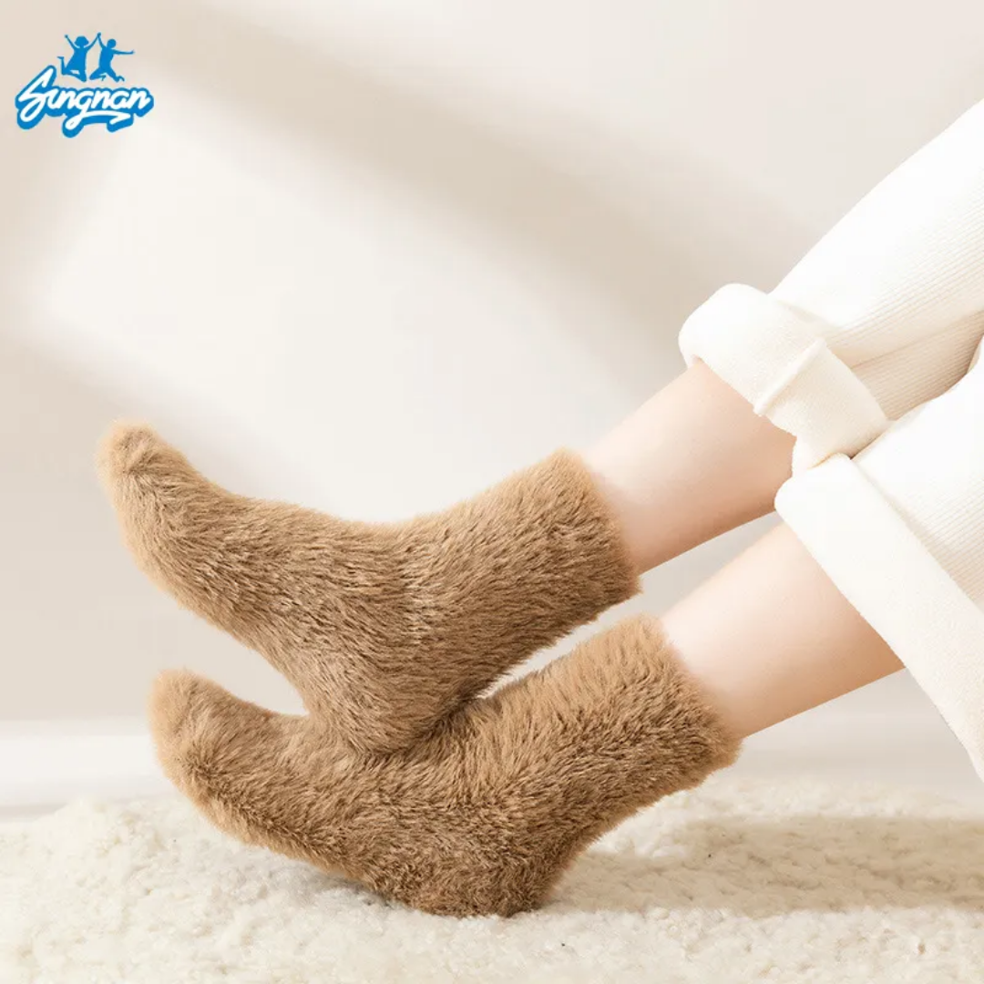 Mink Long Woolen Socks Women's Autumn Winter Sleep Socks Warm Thickened Mid-Calf Fleece-Lined Floor Socks For Women
