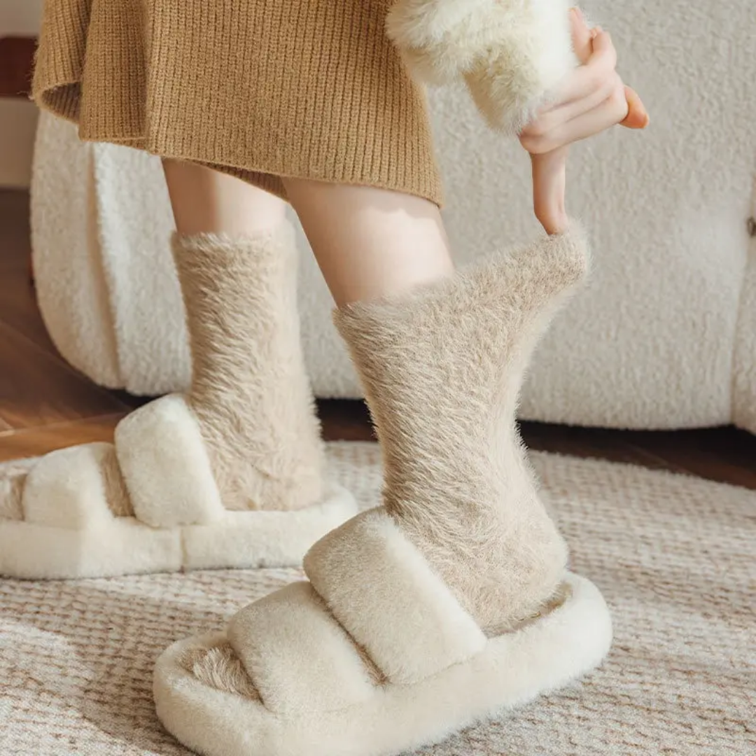 Mink Long Woolen Socks Women's Autumn Winter Sleep Socks Warm Thickened Mid-Calf Fleece-Lined Floor Socks For Women