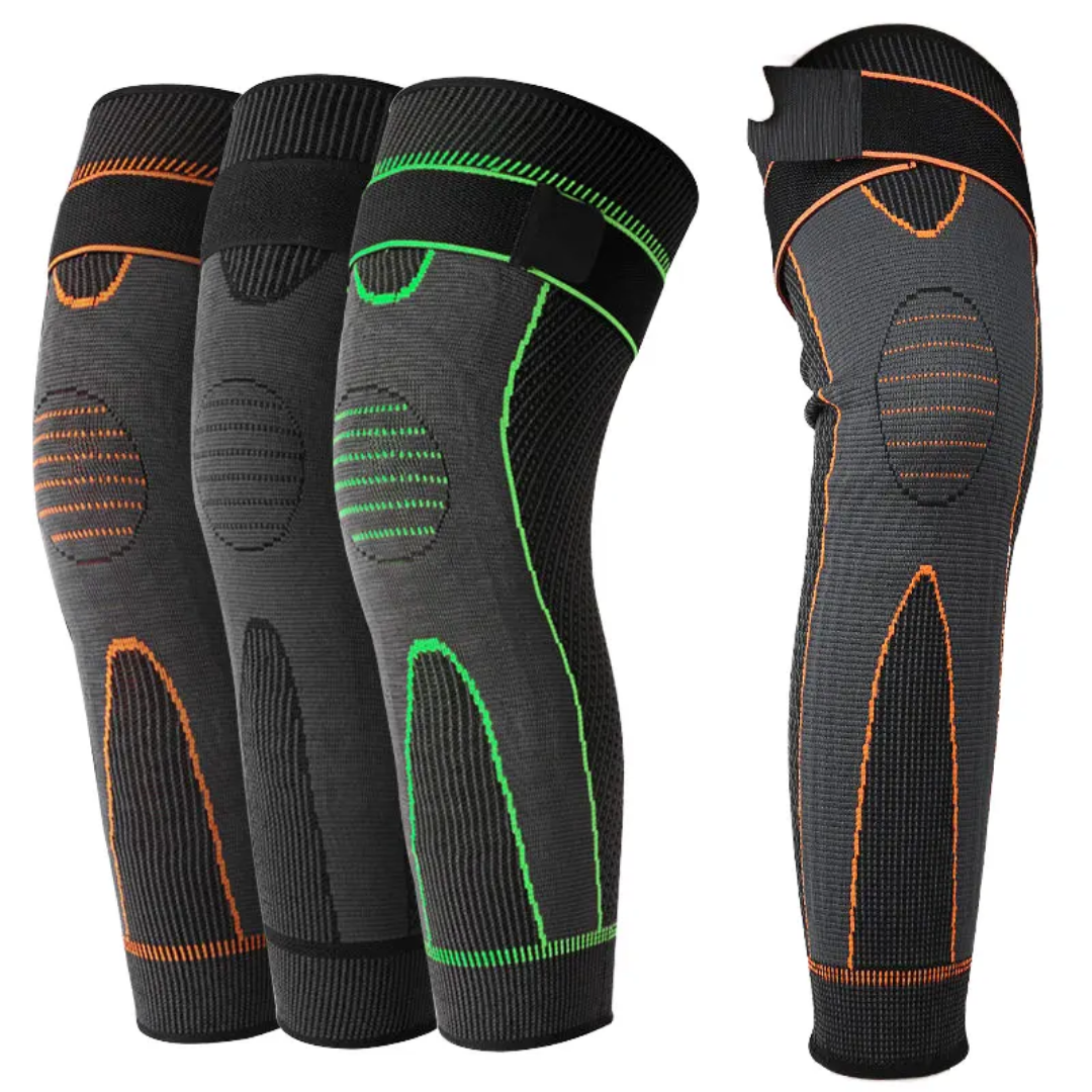 1pair Non-Slip Knee Pads Elastic Long Leg Sleeve Bandage Pressurized Knee Pads Running Sports Warm Leg Protection Accessories
