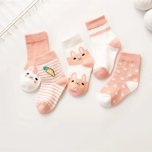 5 Pairs Cartoon Baby Socks Cute Cat Animal Soft Cotton Knit Baby Girl Kids Boy Newborn Boys Children's Socks for 0-6 Years