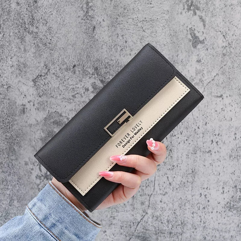 Ladies Long Wallet Luxury Girls PU Leather Money Pocket Card Holder Wo PURSIA.PK