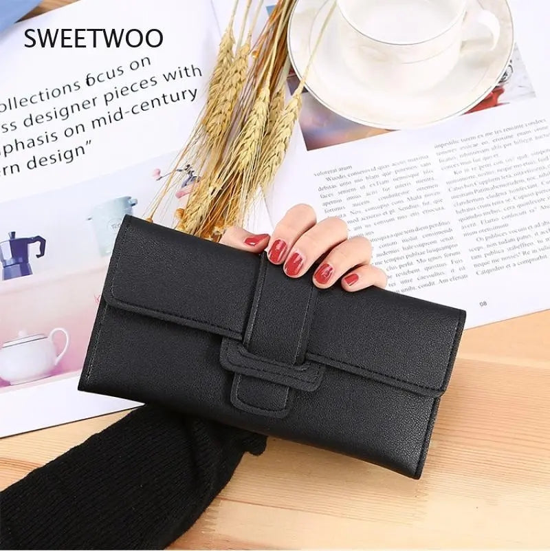 Women Wallets Long Zipper Coin Purses PU Leather Fashion Ladies Multif PURSIA.PK