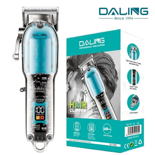Daling DL-1539 New Full Transparent Visible Body Hair Cutting Machine Cordless Shaver Trimmers Barber Professional Hair Clipper Equipment