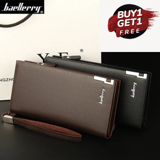 Baellerry Business Wallets Solid PU Leather Long Portable Cash Purses Casual Standard  Clutch Bag